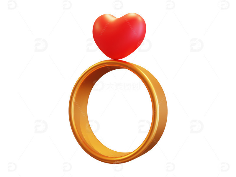 源文件下载【趣麦麦图】爱心桃心戒指
