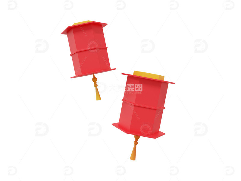 源文件下载【趣麦麦图】新年装饰一对灯笼大红灯笼红色