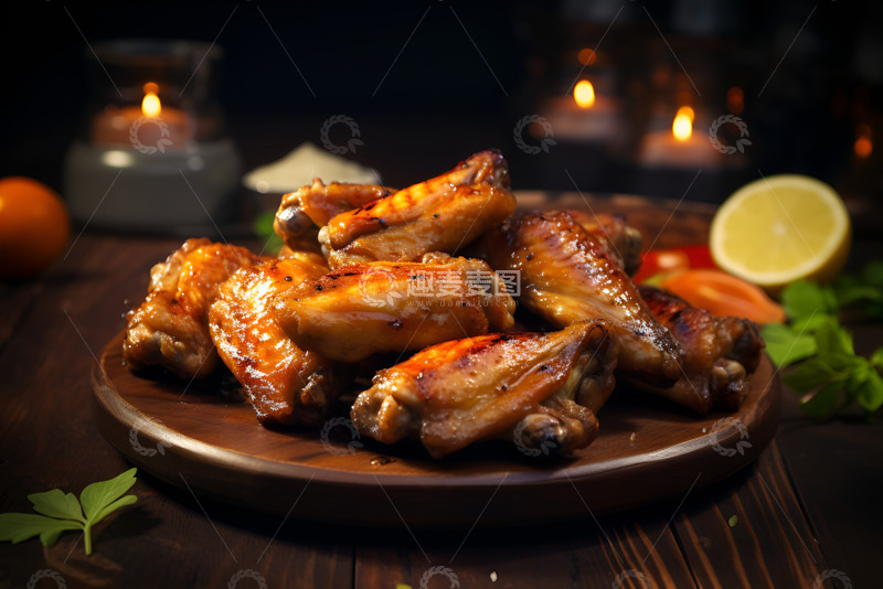 高清大图下载【趣麦麦图】一盘酱香烤鸡翅