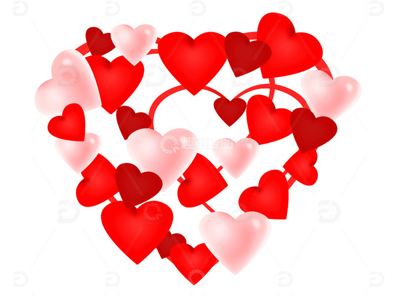 源文件下载【趣麦麦图】立体爱心组合的爱心心形