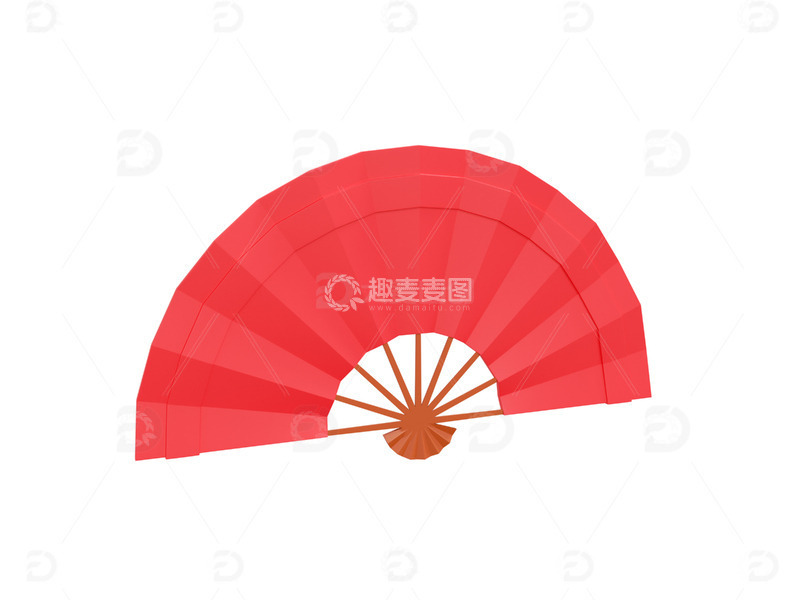 源文件下载【趣麦麦图】新年装饰元素红色喜庆红扇子