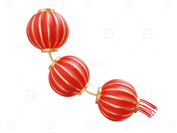 新年元素红色喜气一串红色圆灯