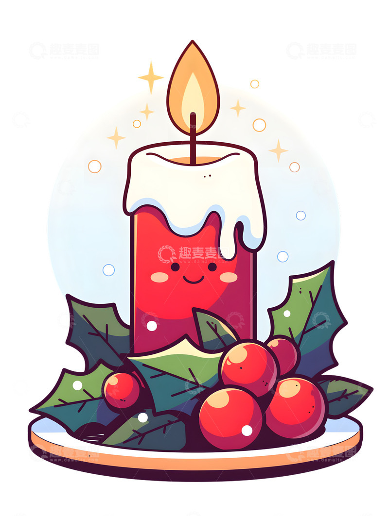 高清大图下载【趣麦麦图】卡通圣诞节蜡烛装饰2