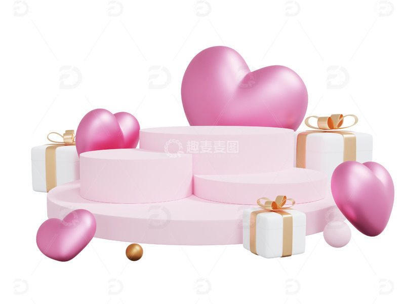 源文件下载【趣麦麦图】情人节舞台粉浪漫爱情爱心礼物