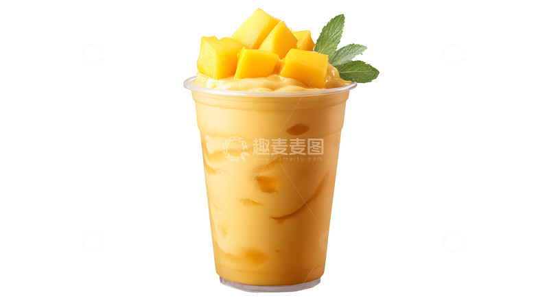高清大图下载【趣麦麦图】芒果冰沙与奶油混合饮品