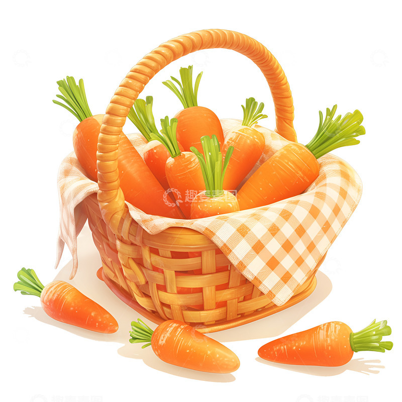 高清大图下载【趣麦麦图】卡通简约一篮子胡萝卜