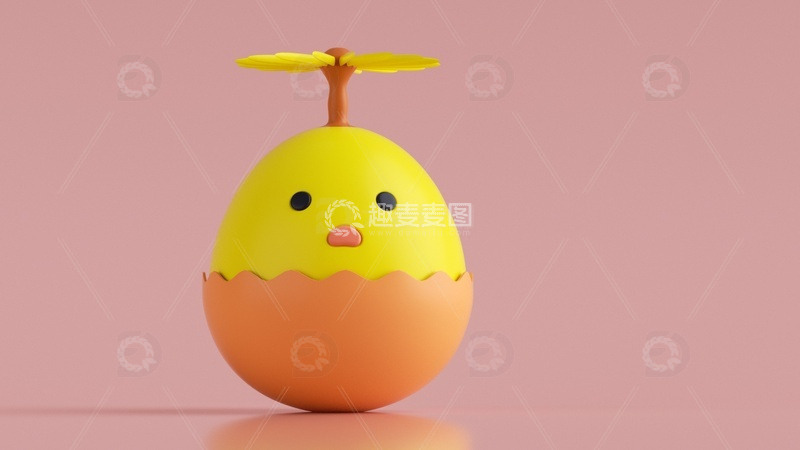 高清大图下载【趣麦麦图】C4D卡通鸡蛋建模模型