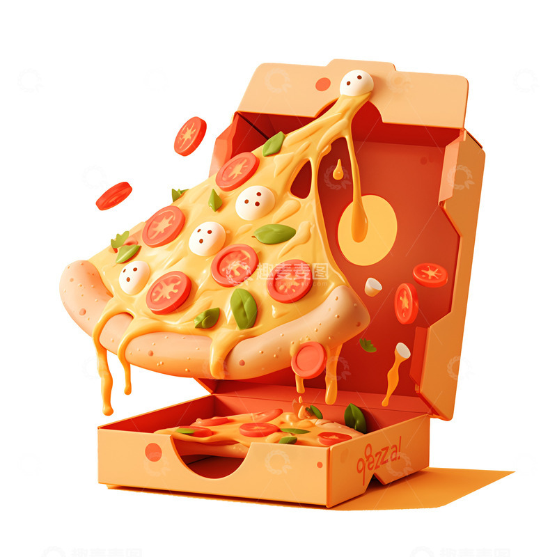 高清大图下载【趣麦麦图】卡通简约一盒子披萨