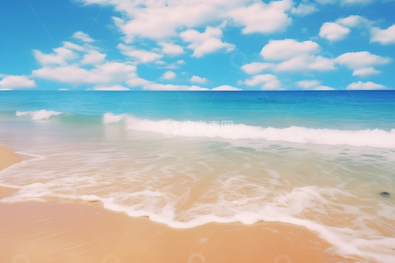 高清大图下载【趣麦麦图】蓝色的海浪沙滩