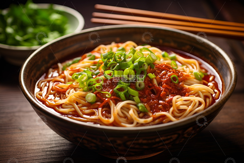 高清大图下载【趣麦麦图】一碗美味的辣椒葱花面
