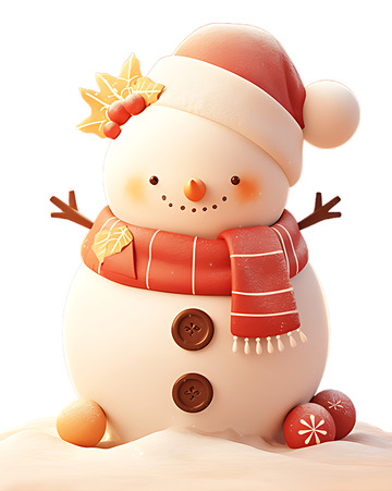 圣诞夜可爱雪人插画素材