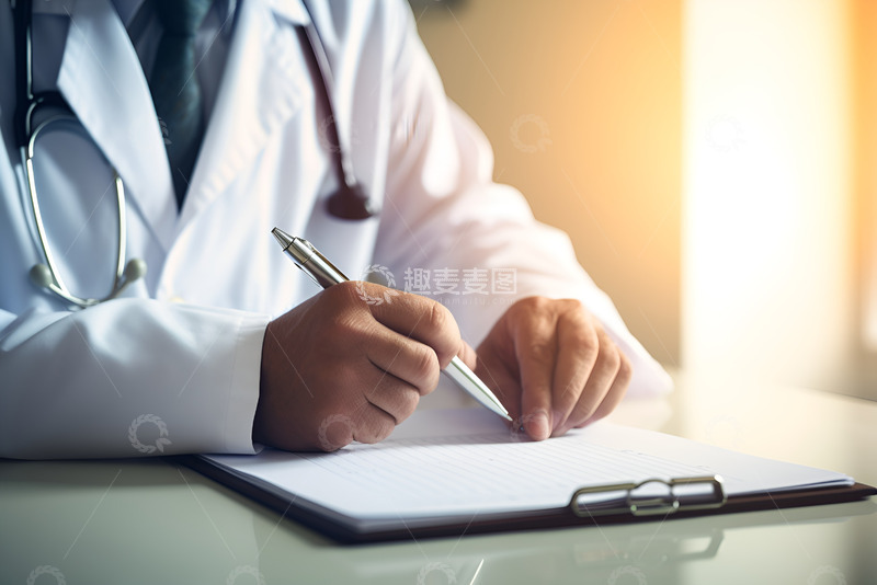 高清大图下载【趣麦麦图】医院的医生拿着笔写病例