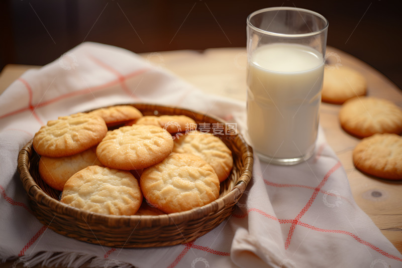 高清大图下载【趣麦麦图】一盘饼干和一杯牛奶