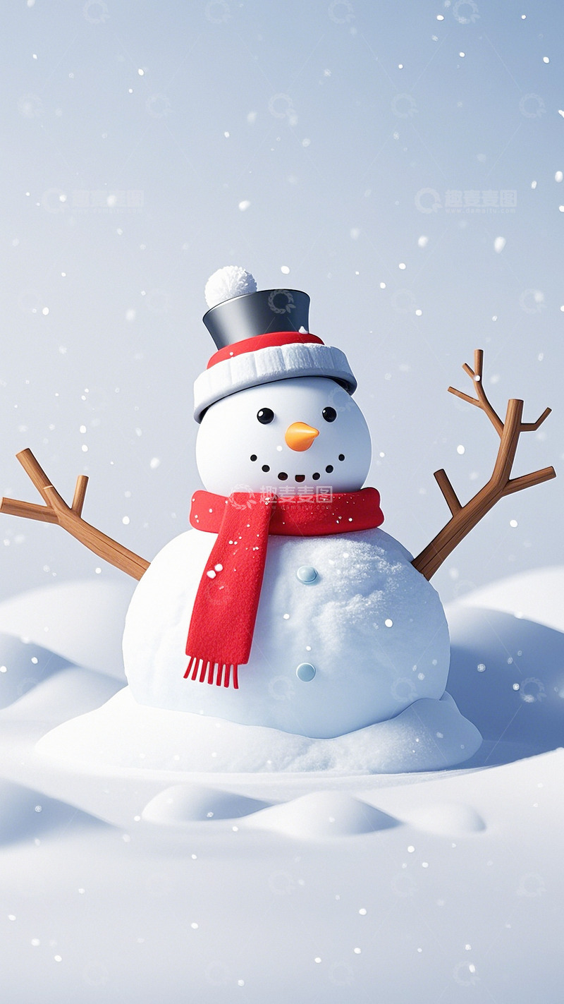 高清大图下载【趣麦麦图】冬季可爱雪人背景