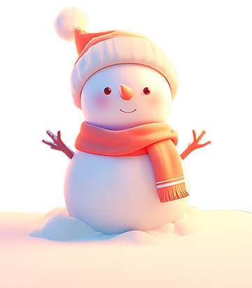 冬天雪地堆雪人插画素材