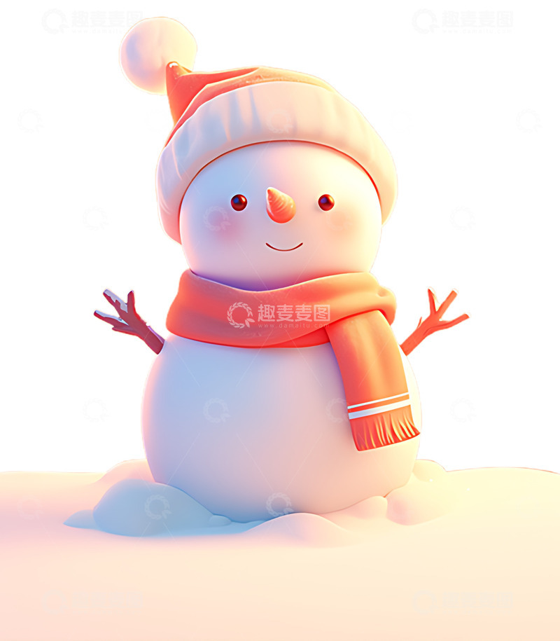 高清大图下载【趣麦麦图】冬天雪地堆雪人插画素材
