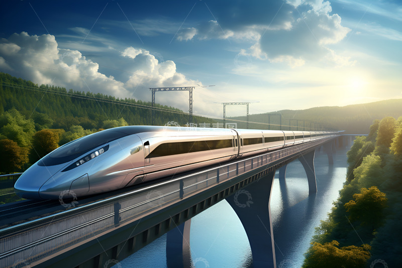 高清大图下载【趣麦麦图】户外高架桥上的高铁