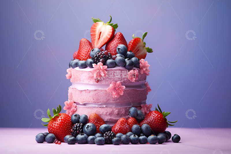 高清大图下载【趣麦麦图】蓝莓奶油蛋糕美食
