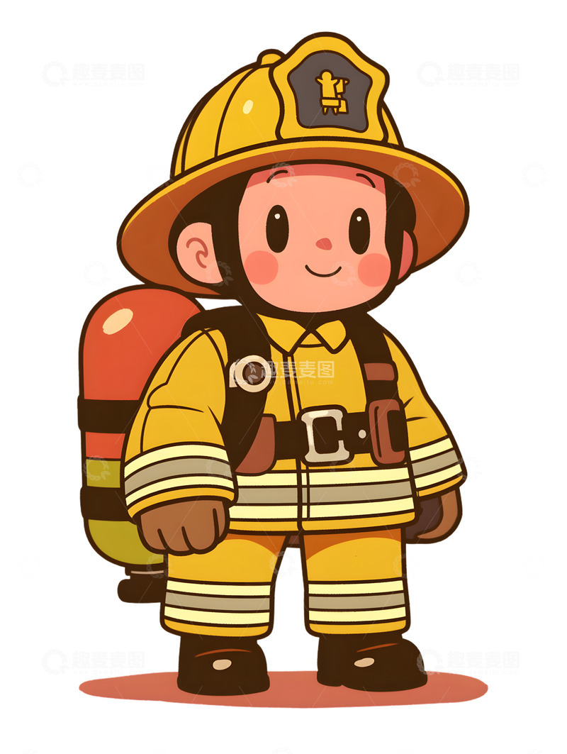 高清大图下载【趣麦麦图】卡通消防员防火