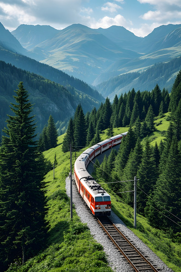 行驶中的列车春运摄影图