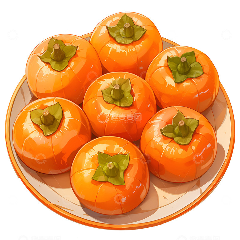 高清大图下载【趣麦麦图】一盘新鲜柿子