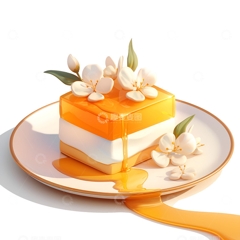 高清大图下载【趣麦麦图】卡通简约一块芒果蛋糕