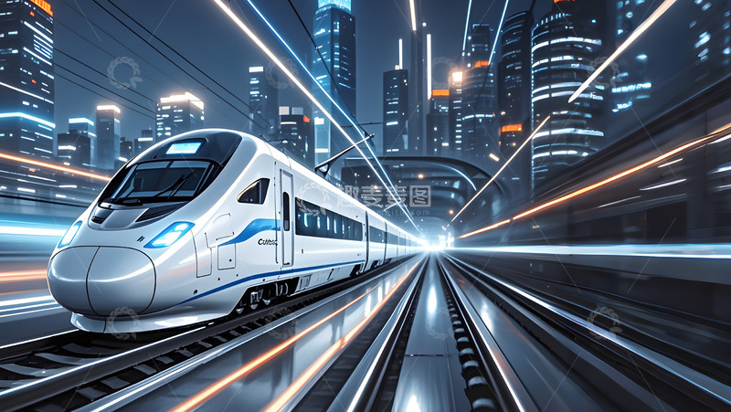 高清大图下载【趣麦麦图】飞驰的高铁列车摄影图
