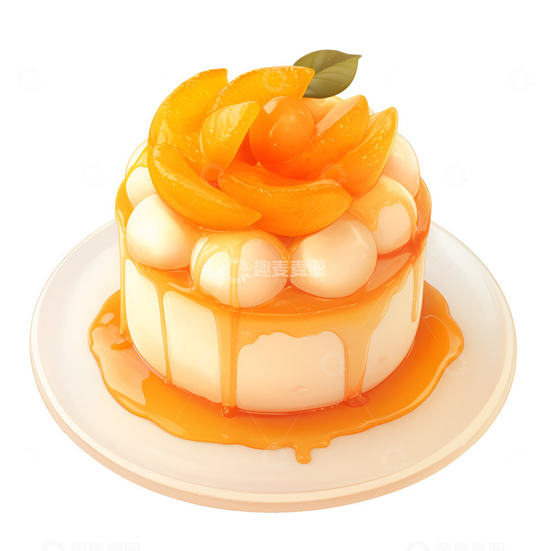 高清大图下载【趣麦麦图】卡通简约黄桃蛋糕