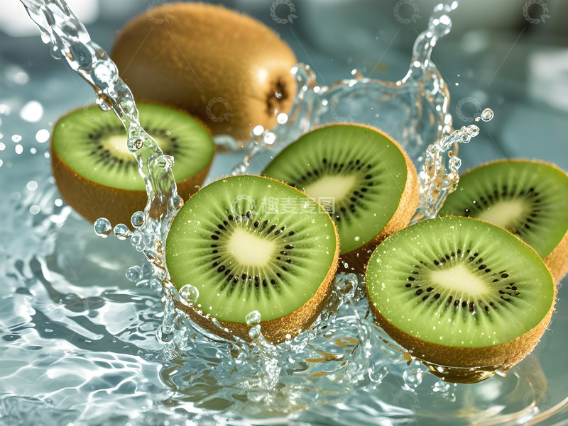 高清大图下载【趣麦麦图】猕猴桃水果生鲜水波摄影图
