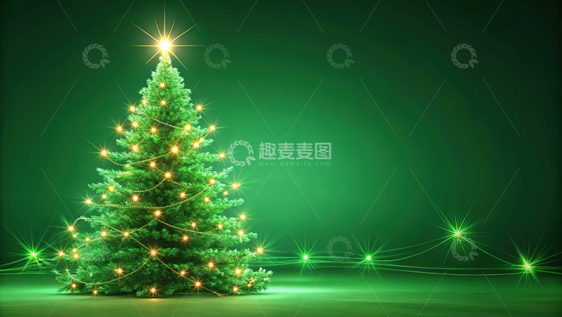高清大图下载【趣麦麦图】星光点点装饰的璀璨圣诞树