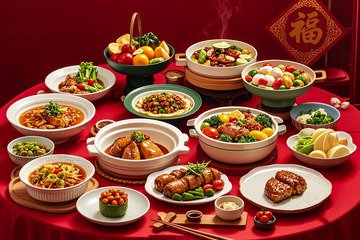 新年年夜饭餐饮美食食物桌子