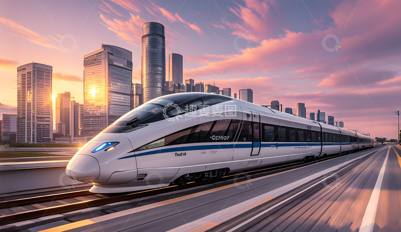 高清大图下载【趣麦麦图】行驶的列车城市摄影图