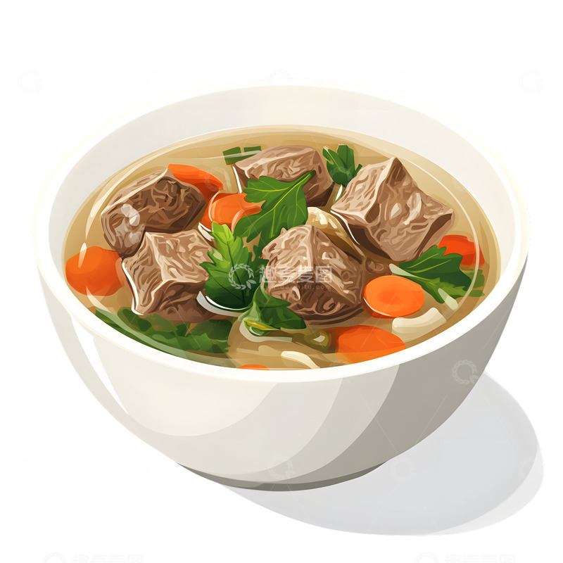 高清大图下载【趣麦麦图】美味的清炖牛肉汤