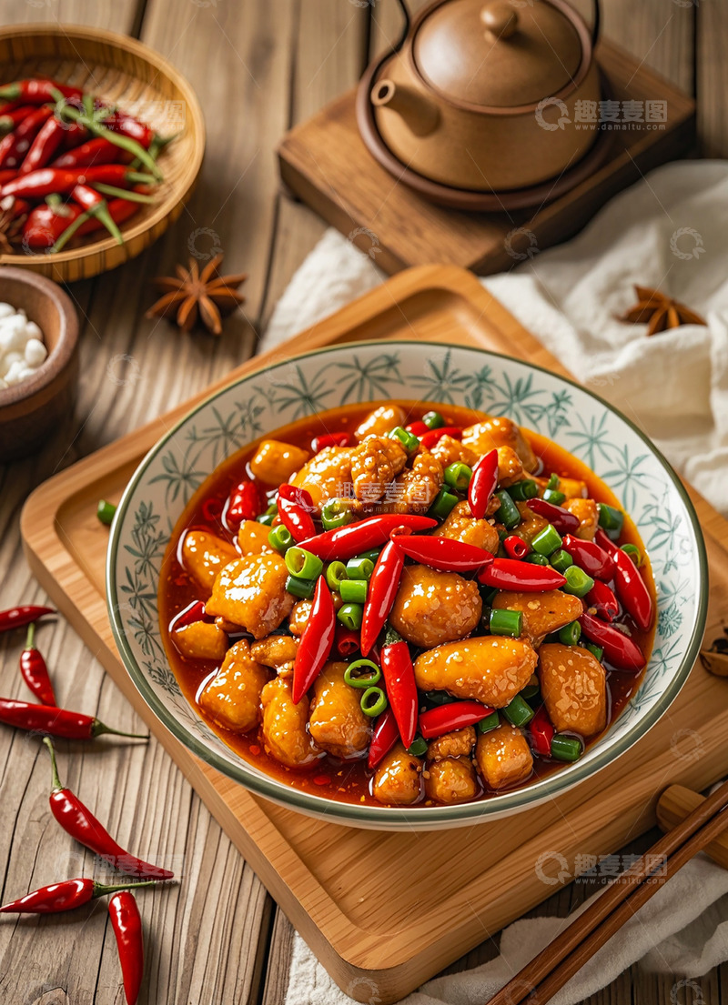 高清大图下载【趣麦麦图】营养可口辣子鸡美食电商特写