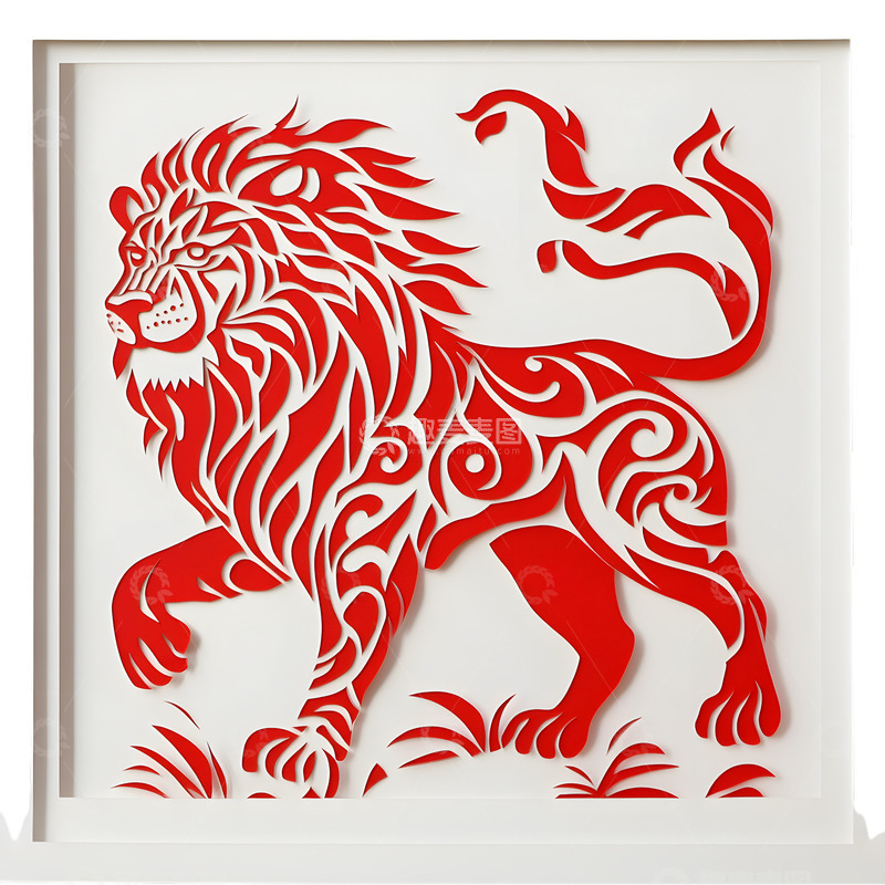 高清大图下载【趣麦麦图】卡通剪纸狮子