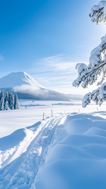 冬天冬季雪天雪地户外风景山峰森林美景