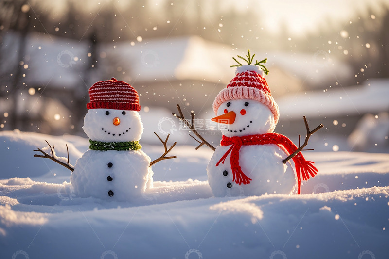 高清大图下载【趣麦麦图】雪天雪人户外冬季冬天唯美风景