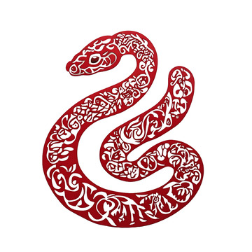 剪纸风格的蛇