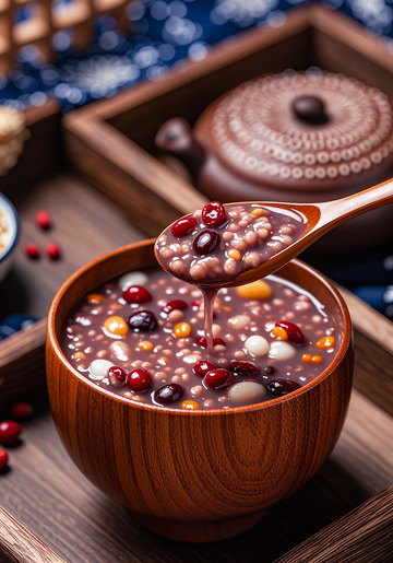 美味食物新年腊八粥节日美食勺子