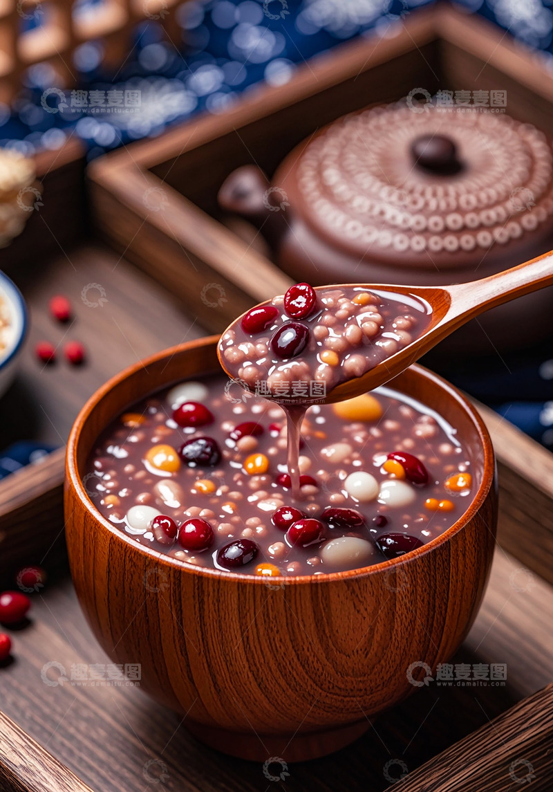 高清大图下载【趣麦麦图】美味食物新年腊八粥节日美食勺子