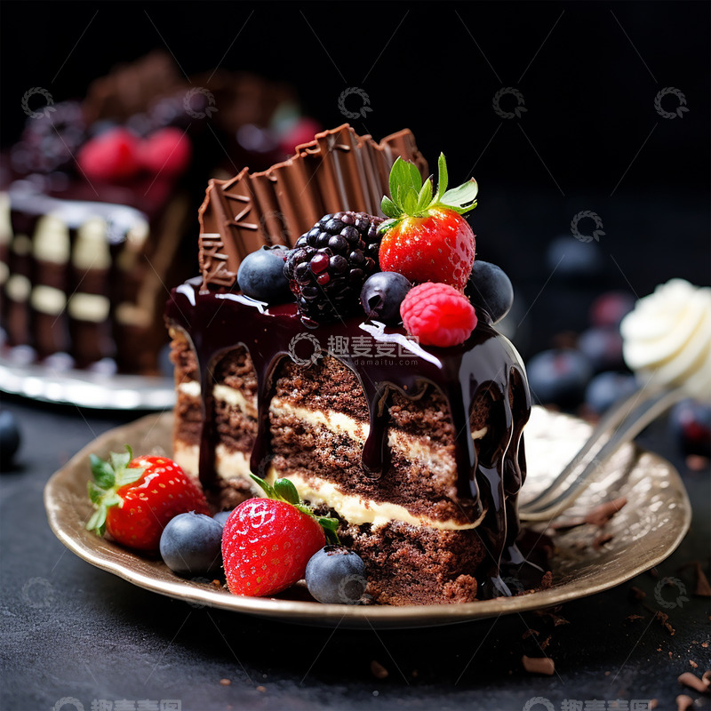 高清大图下载【趣麦麦图】巧克力草莓蛋糕