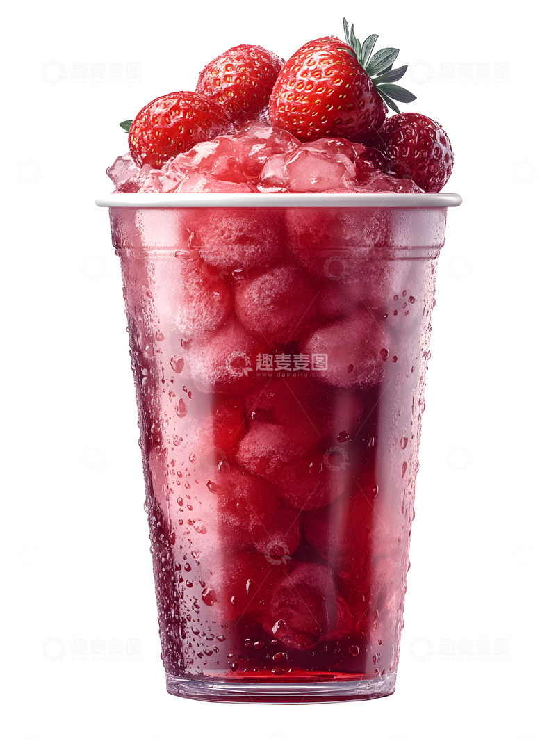 高清大图下载【趣麦麦图】草莓气泡水带草莓装饰