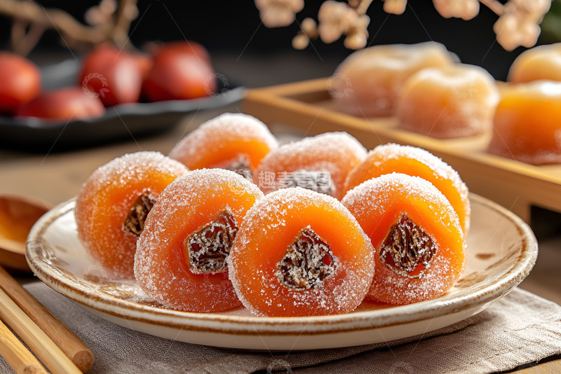 高清大图下载【趣麦麦图】一盘糖霜柿子饼