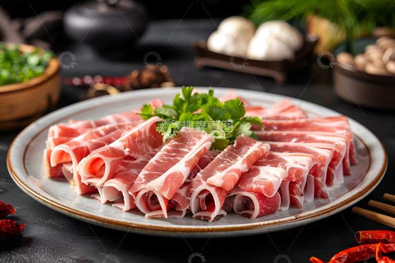 高清大图下载【趣麦麦图】一盘新鲜的牛肉卷