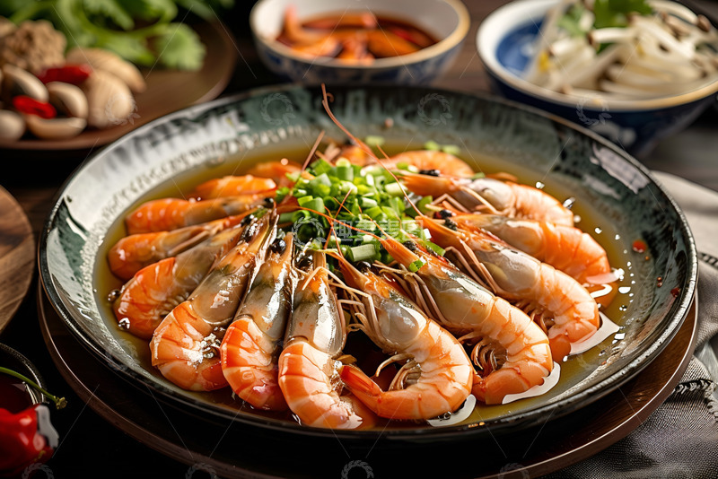 高清大图下载【趣麦麦图】一盘生腌大虾