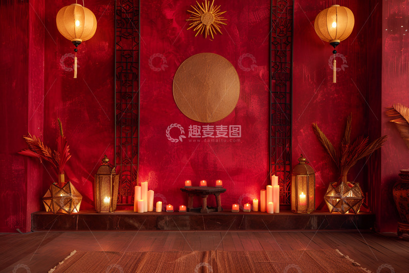 高清大图下载【趣麦麦图】新年灯笼装饰的房间