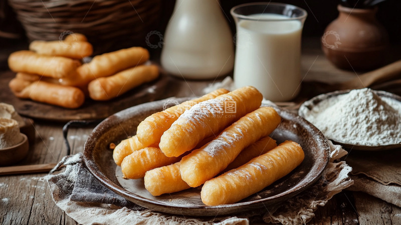 高清大图下载【趣麦麦图】美味的胡麻油条