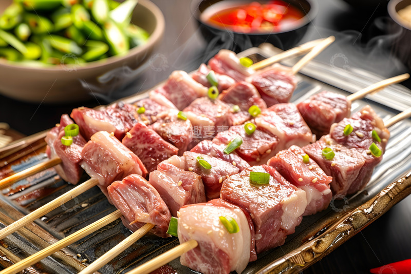 高清大图下载【趣麦麦图】一盘生牛肉串