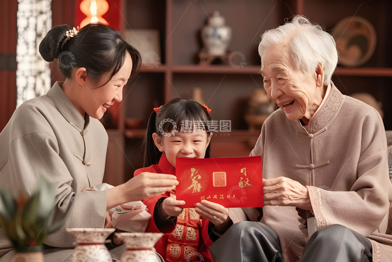 高清大图下载【趣麦麦图】过年长辈给小辈红包
