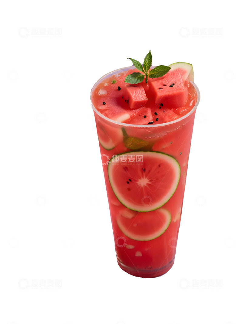 高清大图下载【趣麦麦图】草莓柚子冰爽果茶